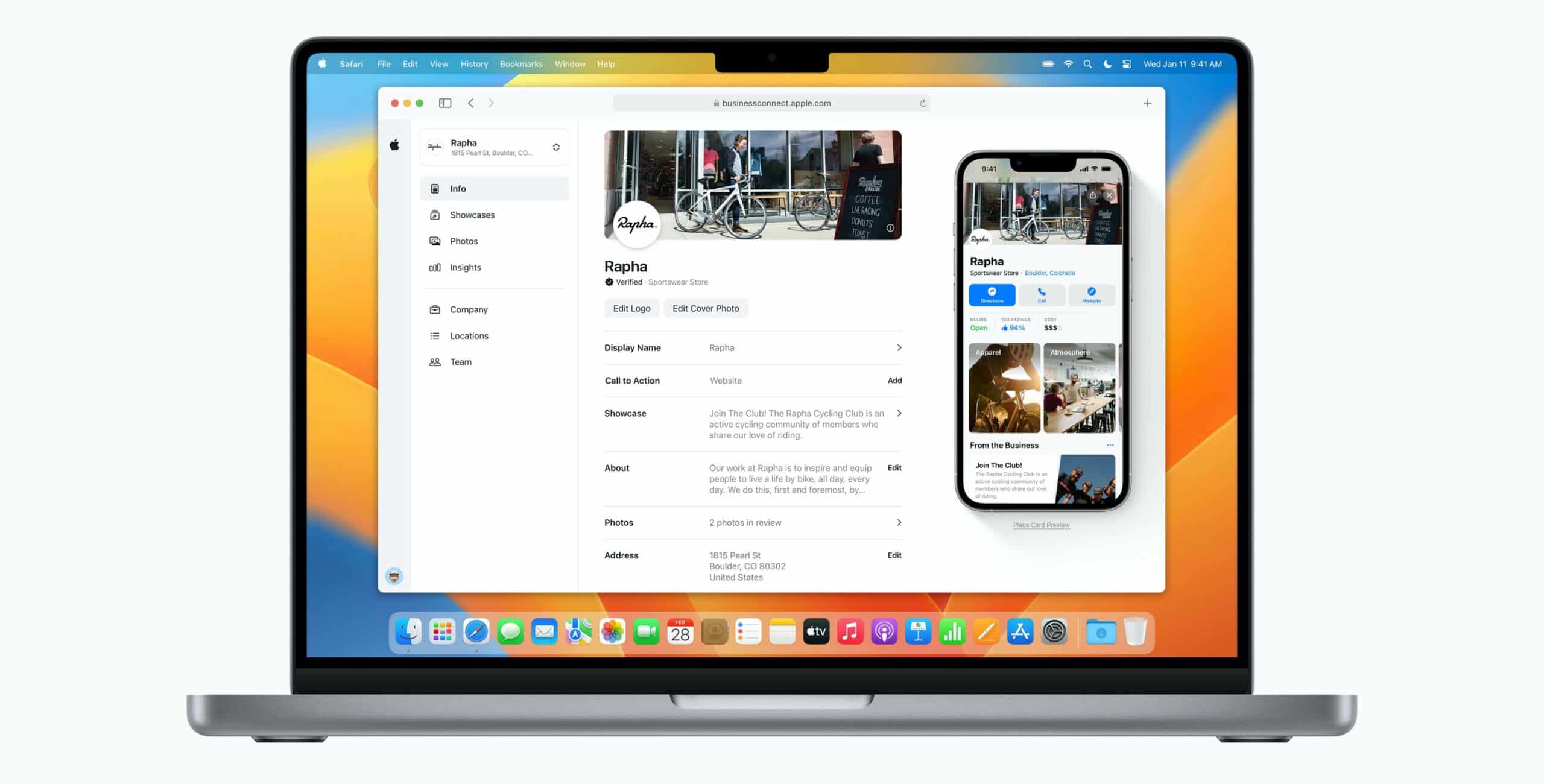 Image of Apple Business Connect on a laptop - image provided by Apple