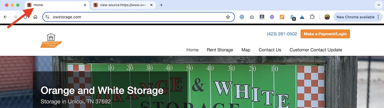 View the Meta Title in Easy Storage Solutions - example of unoptimized page.